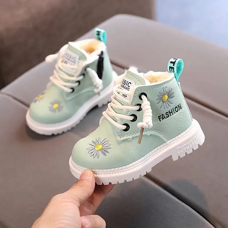 Baby/Kids Girls Boys PU Leather Lace-Up Ankle Boots
