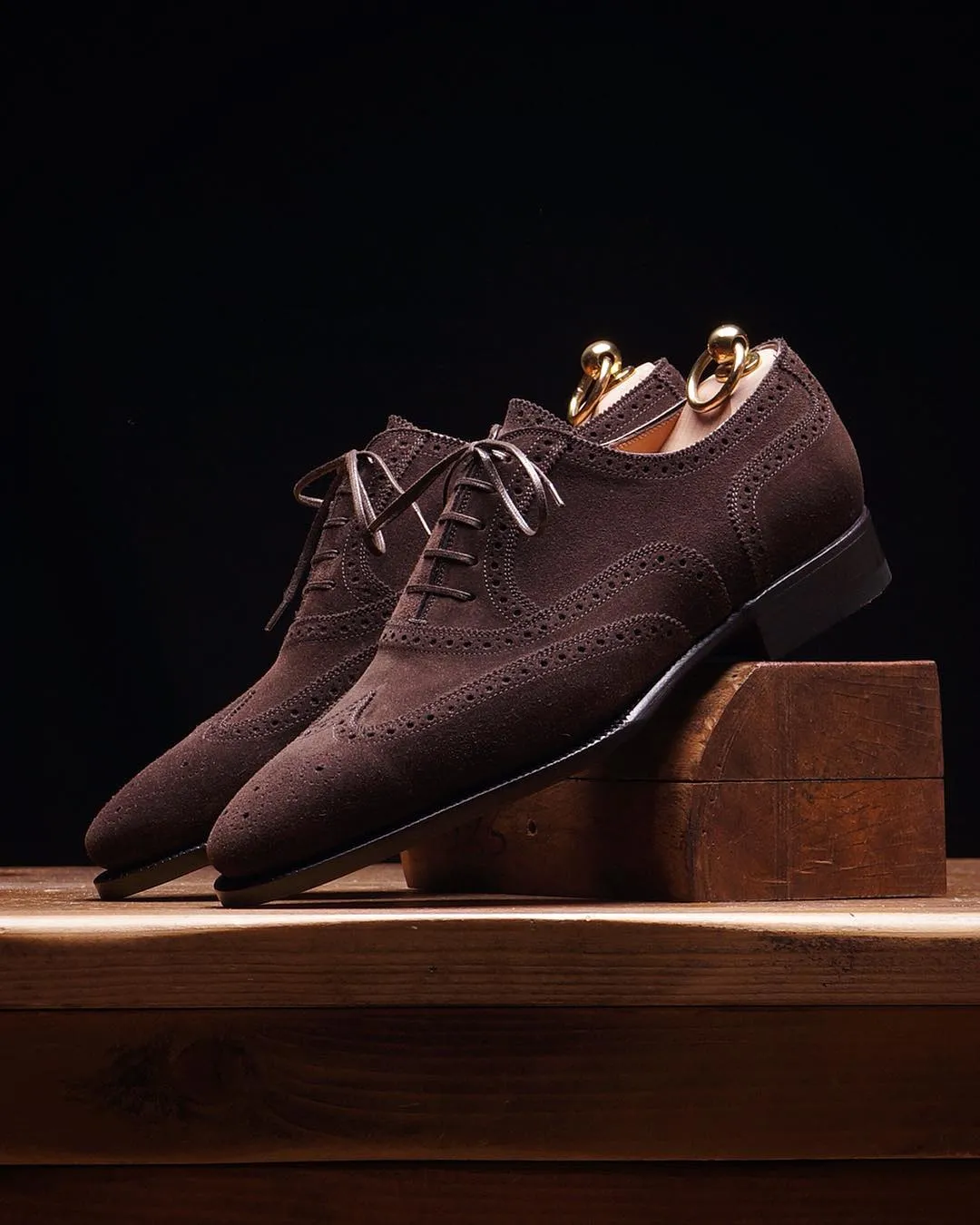 Brown Suede Rene Brogue Oxfords Shoes