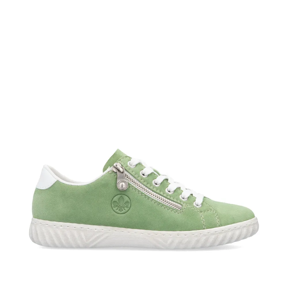 Rieker Ladies Zip Side Lace Up Suede Sneaker